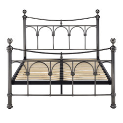 Gamma Metal Bed Frame Antique Nickel Finish, Vintage Design Sprung Slatted Base front