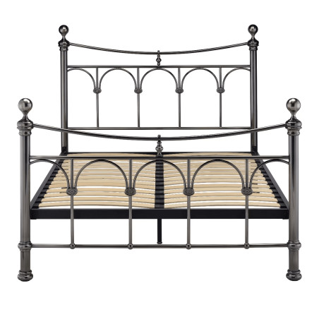 Gamma Metal Bed Frame Antique Nickel Finish, Vintage Design Sprung Slatted Base front
