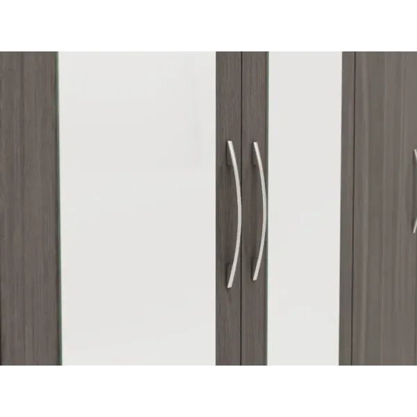 Nevada 6 Door 2 Drawer Mirrored Wardrobe Black Wood Grain - Home Divine