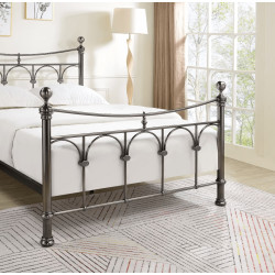 Gamma Metal Bed Frame Antique Nickel Finish, Vintage Design Sprung Slatted Base footend