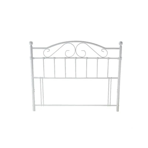Sussex Freestanding Metal Headboard White With a Gentle Curved Top and Vertical Lines