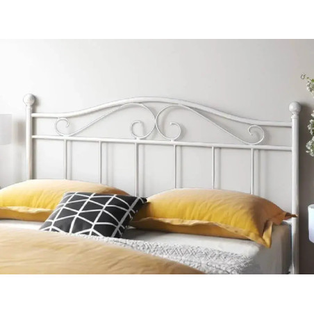 Sussex Freestanding Metal Headboard White With a Gentle Curved Top and Vertical Lines
