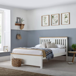 Chester Shaker Style Wooden Bed Frame Oak and White