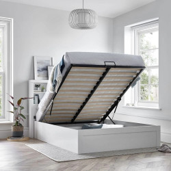 Arizona Wooden Ottoman Storage Bed White with Shelves lift up