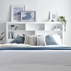 Arizona Wooden Ottoman Storage Bed White with Shelves headboard