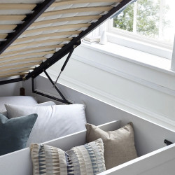 Arizona Wooden Ottoman Storage Bed White with Shelves internal