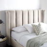 Aurora Velvet Fabric Ottoman Storage Bed Frame with Wing Headboard Stone headend