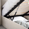 Aurora Velvet Fabric Ottoman Storage Bed Frame with Wing Headboard Stone lift up