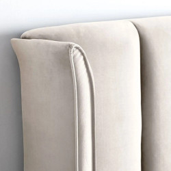 Aurora Velvet Fabric Ottoman Storage Bed Frame with Wing Headboard Stone headboard