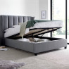 Aurora Velvet Fabric Ottoman Storage Bed Frame with Wing Headboard Grey