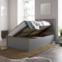 Francis Wooden Ottoman Storage Bed Frame Single 3FT Grey internal