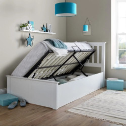 Francis Wooden Ottoman Storage Bed Frame Single 3FT White opened