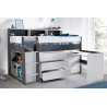 Ersa Mid Sleeper Bed With Storage Drawers and Desk White and Grey