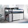 Ersa Mid Sleeper Bed With Storage Drawers and Desk White and Grey ladder