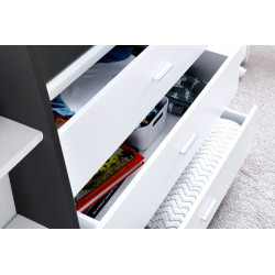 Ersa Mid Sleeper Bed With Storage Drawers and Desk White and Grey drawer