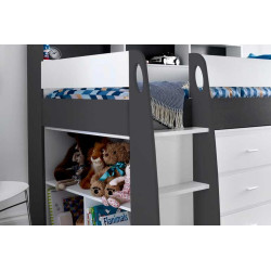 Ersa Mid Sleeper Bed With Storage Drawers and Desk White and Grey top