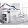 Ersa Mid Sleeper Bed With Storage Drawers and Desk White