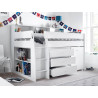 Ersa Mid Sleeper Bed With Storage Drawers and Desk White opened