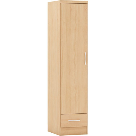 Nevada White Gloss 1 Door 1 Drawer Wardrobe - Home Divine