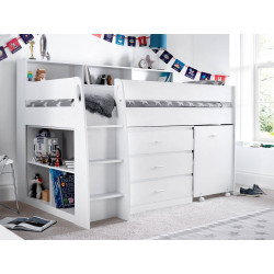 Ersa Mid Sleeper Bed With Storage Drawers and Desk White side