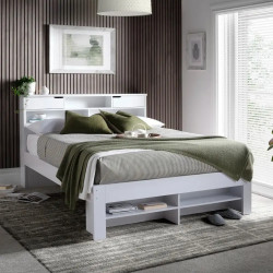 Fabio Wooden Storage Bed with Bookcase Style Headboard white