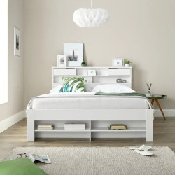 Fabio Wooden Storage Bed with Bookcase Style Headboard white front
