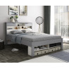 Fabio Wooden Storage Bed with Bookcase Style Headboard white and grey