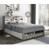 Fabio Wooden Storage Bed with Bookcase Style Headboard white and grey underbed