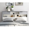 Fabio Wooden Storage Bed with Bookcase Style Headboard white and grey headend