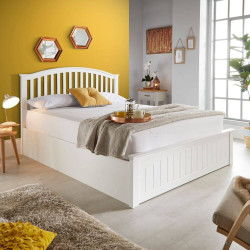 Grayson White Ottoman Storage Wooden Bed Frame