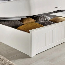 Grayson White Ottoman Storage Wooden Bed Frame footend
