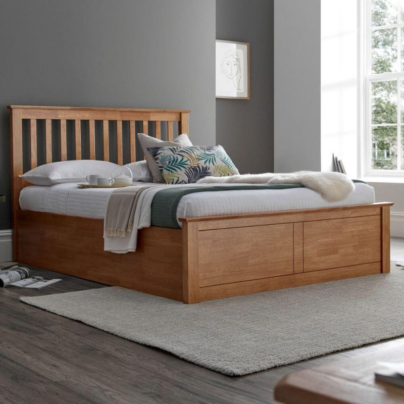 Malmo Wooden Ottoman Storage Bed Frame oak