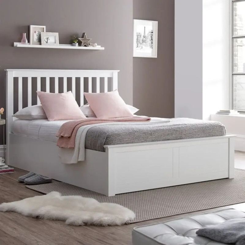 Malmo Wooden Ottoman Storage Bed Frame white