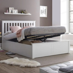 Malmo Wooden Ottoman Storage Bed Frame white opened
