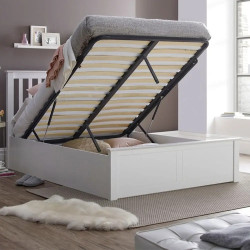 Malmo Wooden Ottoman Storage Bed Frame white lift up