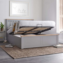 Malmo Wooden Ottoman Storage Bed Frame grey opened