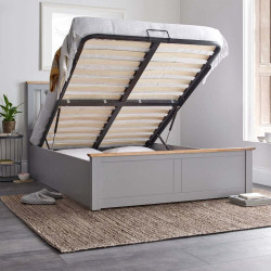 Malmo Wooden Ottoman Storage Bed Frame grey lift up
