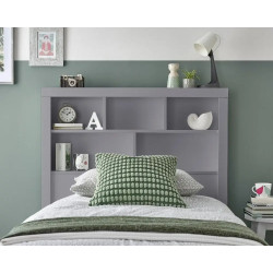 Oscar Single Wooden Ottoman Storage Bookcase Bed 3ft grey headend