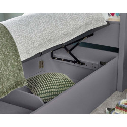 Oscar Single Wooden Ottoman Storage Bookcase Bed 3ft grey internal