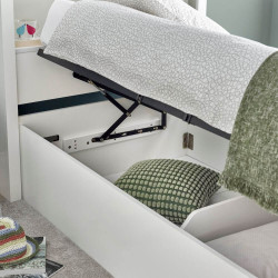 Oscar Single Wooden Ottoman Storage Bookcase Bed 3ft white internal