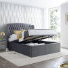 Warwick Velvet Fabric Ottoman Storage Bed Frame with Winged Headboard grey