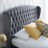 Warwick Velvet Fabric Ottoman Storage Bed Frame with Winged Headboard grey headend