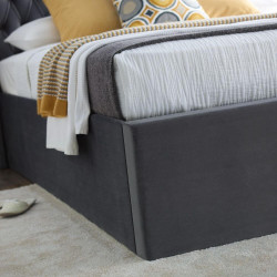 Warwick Velvet Fabric Ottoman Storage Bed Frame with Winged Headboard grey footend