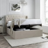 Warwick Velvet Fabric Ottoman Storage Bed Frame with Winged Headboard natural