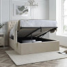 Warwick Velvet Fabric Ottoman Storage Bed Frame with Winged Headboard natural opened