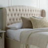 Warwick Velvet Fabric Ottoman Storage Bed Frame with Winged Headboard natural headend