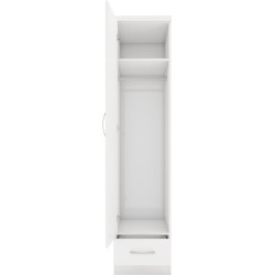 Nevada White Gloss 1 Door 1 Drawer Wardrobe - Home Divine