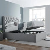 Wilson Ottoman Storage Fabric Bed Frame with Buttoned Headboard grey opened
