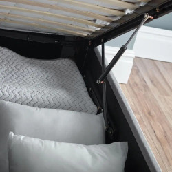 Wilson Ottoman Storage Fabric Bed Frame with Buttoned Headboard grey internal