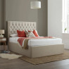 Wilson Ottoman Storage Fabric Bed Frame with Buttoned Headboard natural closed